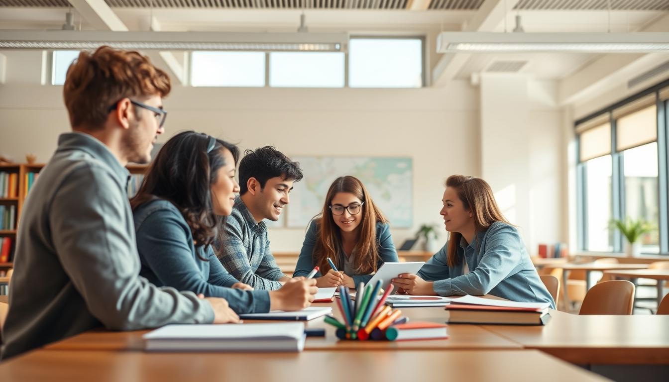 Students collaborating in study space